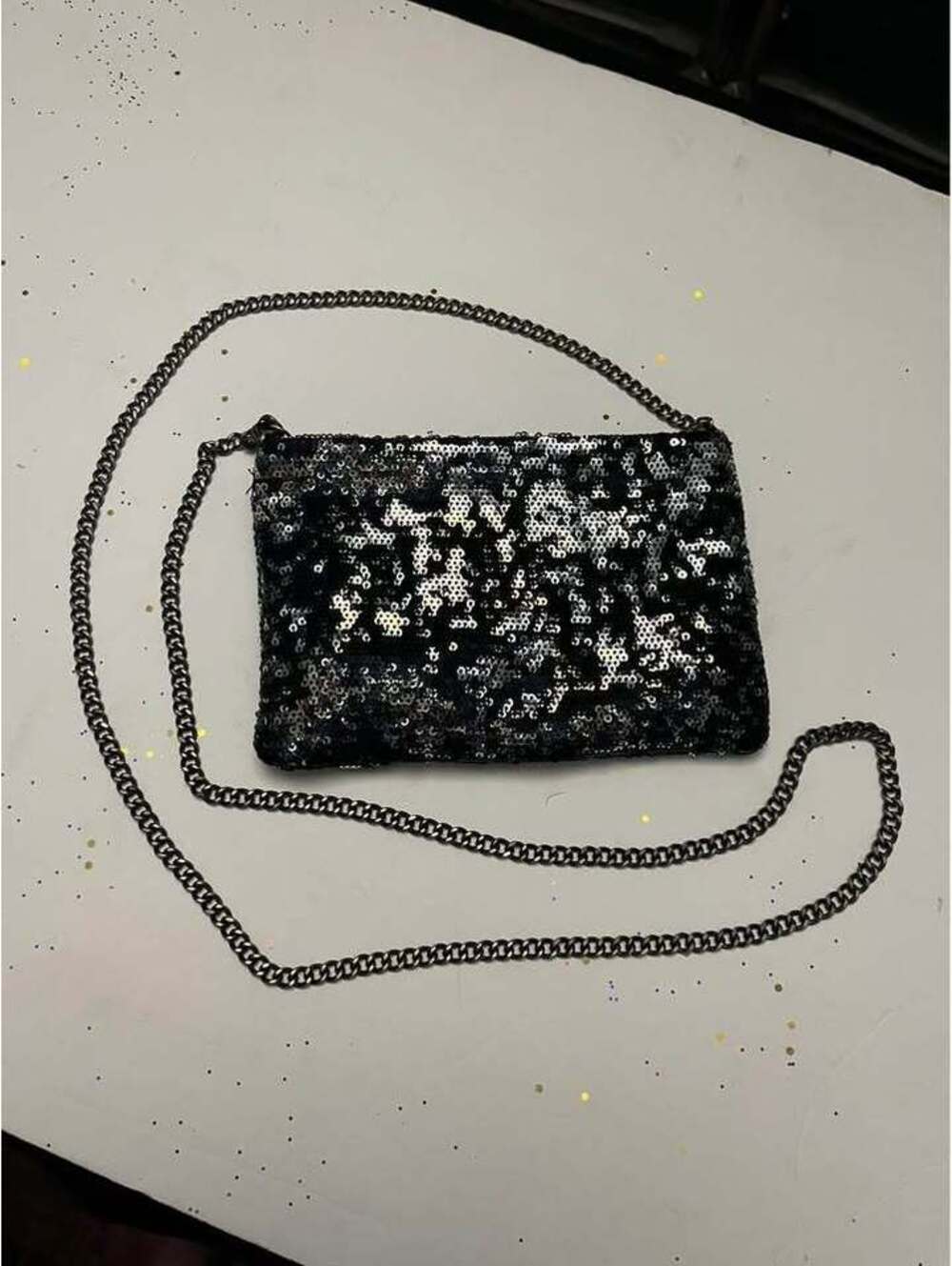 Black and Silver Sequin Crossbody Bag